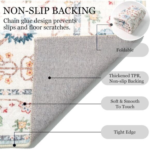 Non Slip 5 x 7 Area Rug Boho Washable Rugs for Living Room Bedroom Indoor Carpet - Picture 10 of 11